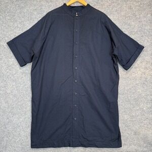 Labo Art Oversized Dress Womens Medium 2 Boxy Eyelet Poplin Shirt Dress Navy Dot